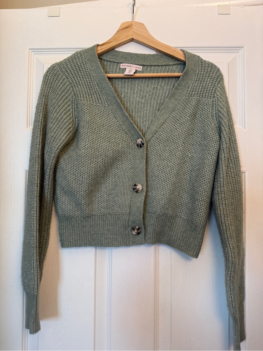 Sage Green Button-Front Cardigan